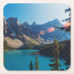 Moraine See des Sommer-Sonnenuntergang- , Kanada Rechteckiger Pappuntersetzer