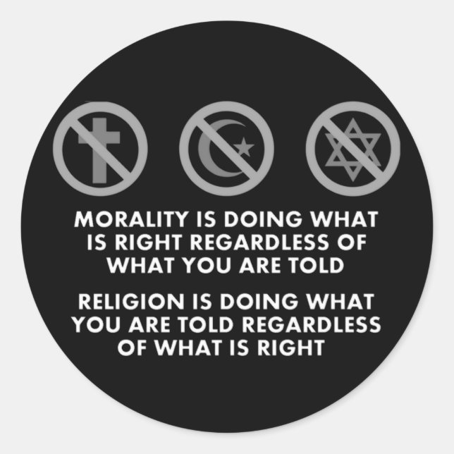 Moral und Religion Runder Aufkleber (Vorderseite)