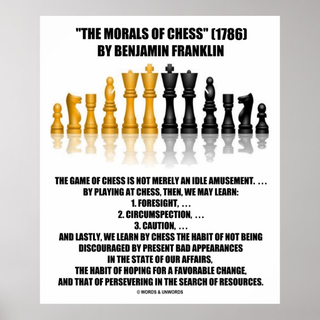 Morale des Schachs Benjamin Franklin Reflektives S Poster (Vorne)