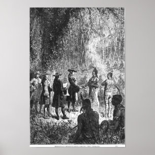 Moravian Missionare unter dem amerikanischen Poster