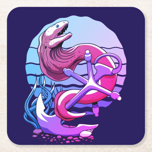Moray Eel und Anchor Rechteckiger Pappuntersetzer (Vorderseite)
