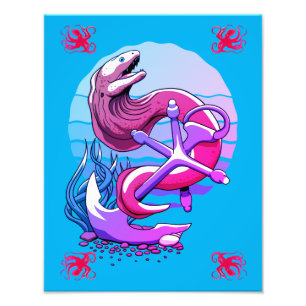 Moray Eel und Anchor und Oktopus Fotodruck