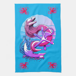 Moray Eel und Anchor und Oktopus Geschirrtuch