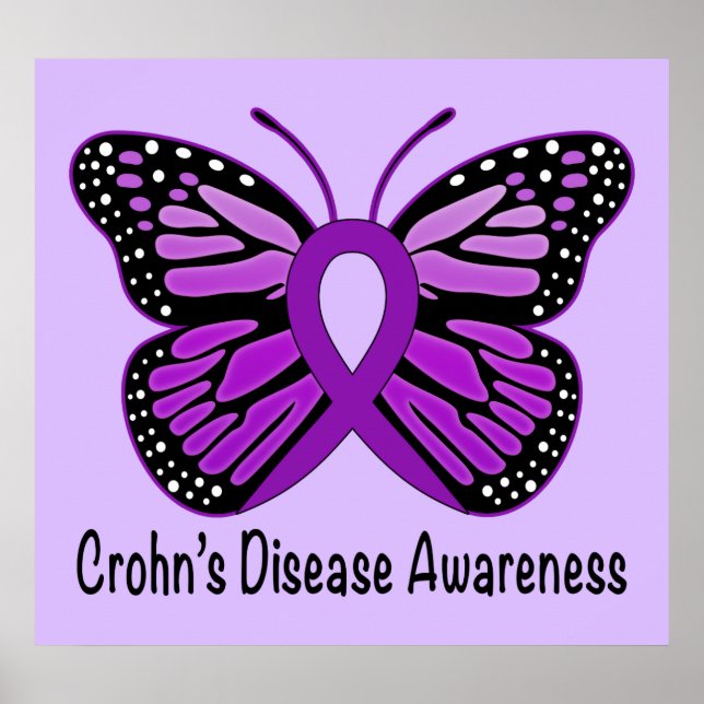 Morbus Crohn's Disease Butterfly Awareness Ribbon Poster (Vorne)