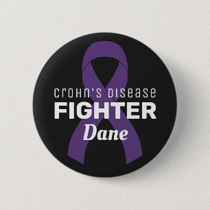 Morbus Crohn's Disease Ribbon Black Button