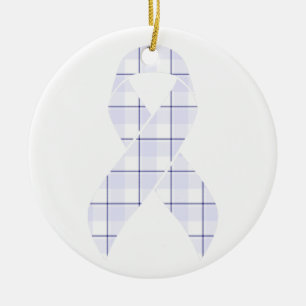 Morbus Hodgkin-Bewusstseins-Karo-Lavendelband Keramik Ornament