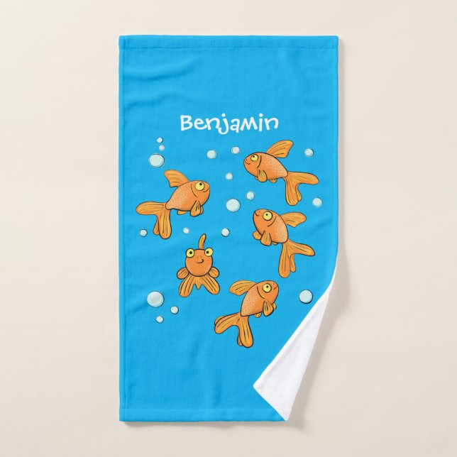 Morceau de poisson rouge orange mignon sur dessin  (Serviette à main)