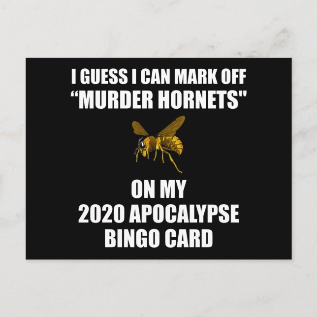 Mord Hornets 2020 Apokalypse Bingo Postkarte (Vorderseite)
