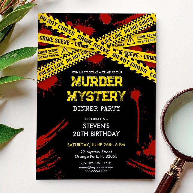 Mord Mystery Birthday Party mit Blutflecken Einladung (Von Creator hochgeladen)