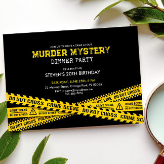 Mord Mystery Birthday Party mit Polizeistreifen Einladung
