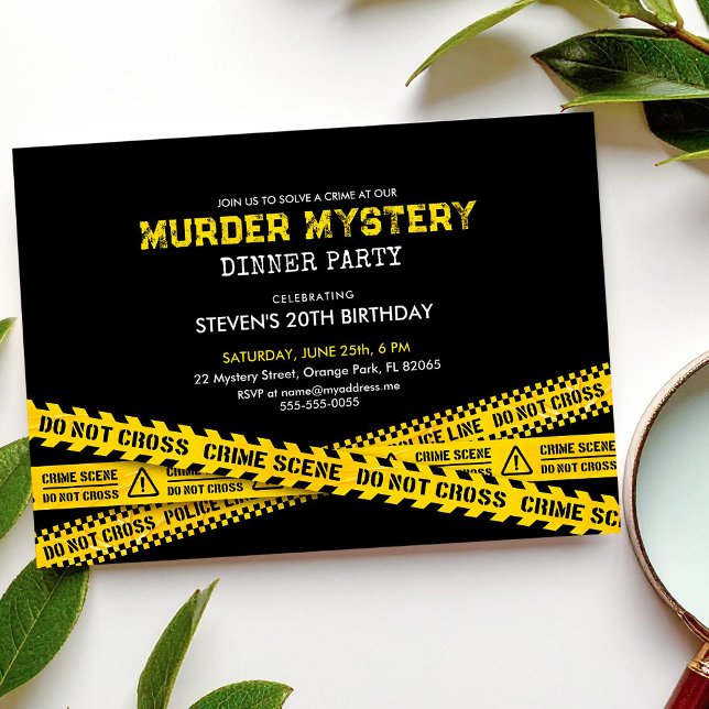 Mord Mystery Birthday Party mit Polizeistreifen Einladung (Von Creator hochgeladen)