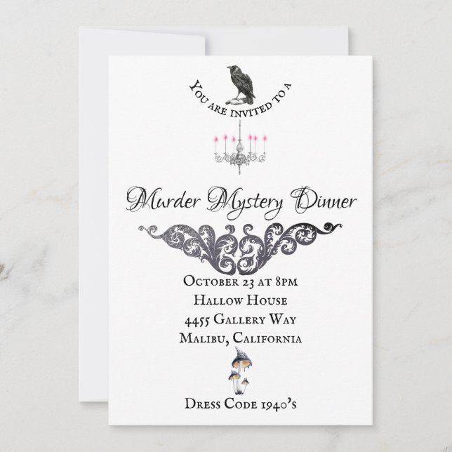 Mord Mystery Dinner Einladung (Vorderseite)