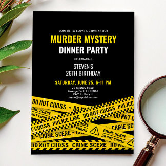 Mord Mystery Dinner Party Gelbe Polizeistreifen Einladung