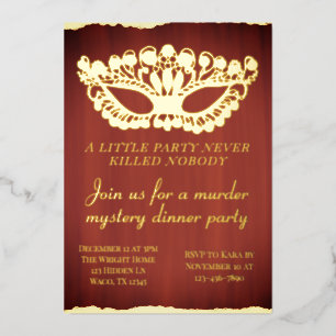 Mord Mystery Dinner Party Red Folieneinladung