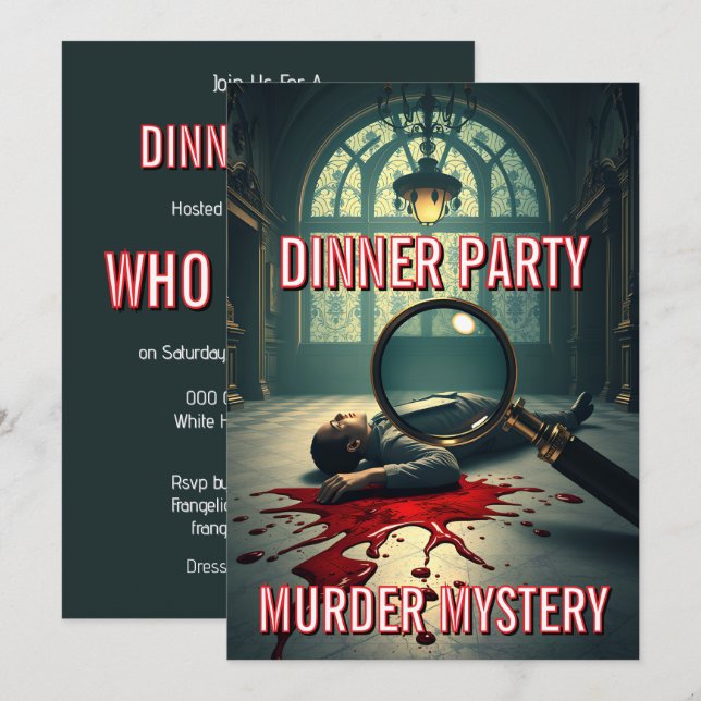 Mord Mystery Dinner Party Thema DIY Einladung (Vorne/Hinten)