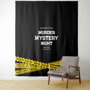 Mord-Mystery-Nacht mit gelben Polizeibändern Wandteppich