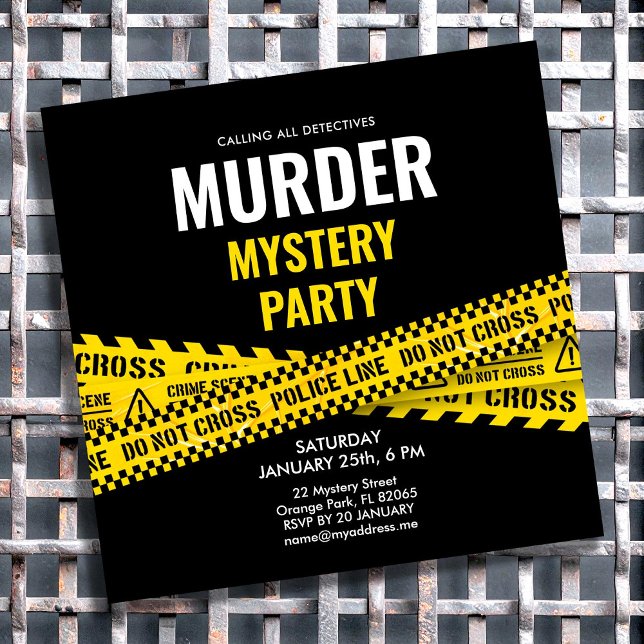 Mord Mystery Party Dinner Gelbe Polizeistreifen Karte (Von Creator hochgeladen)