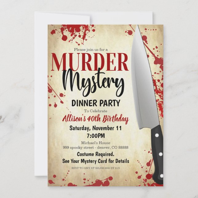 Mord Mystery Party Einladung (Vorderseite)