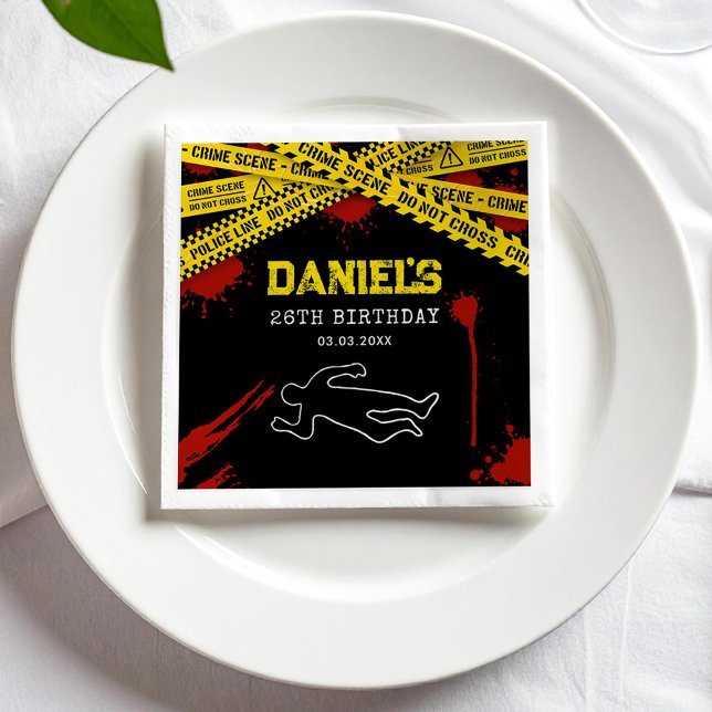 Mord Mystery-Party mit Gelbband und Blut Serviette (Von Creator hochgeladen)