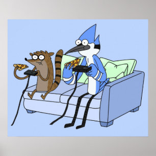 Mordecai und Rigby Pizza and Video Games Poster