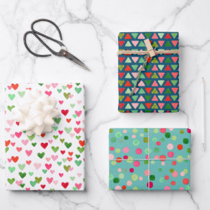 Morden Xmas Confetti Dos Abstraktes Dreieck Herz Geschenkpapier Set