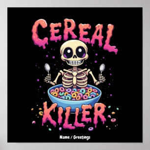 Mörder-Müsli-Frühstück Lustige Müsli-Schale Skelet Poster