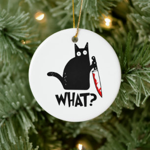 Mörderische Katze mit Messer Keramik Ornament