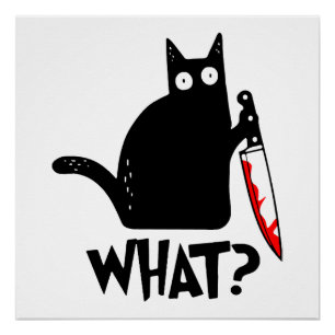 Mörderische Katze mit Messer Poster