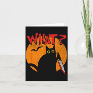 Mörderische schwarze Katze mit Messer Lustiges Hal Karte