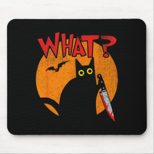 Mörderische schwarze Katze mit Messer Lustiges Hal Mousepad