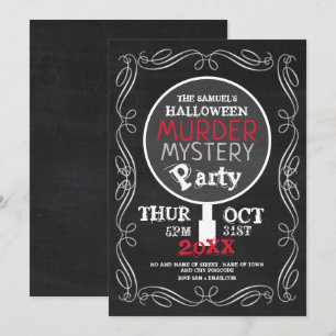 Mördermysterium, Chalkboard-Halloween-Party Einladung