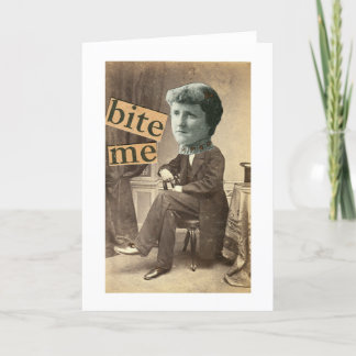 MORDEZ-MOI femme surréaliste victorienne de carte