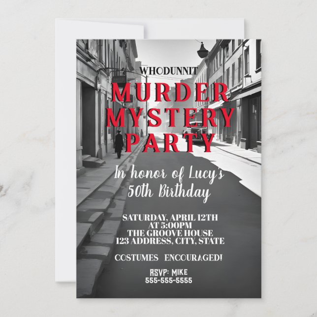Mordmysterium im Stil der 1940er Jahre - Party Einladung (Vorderseite)