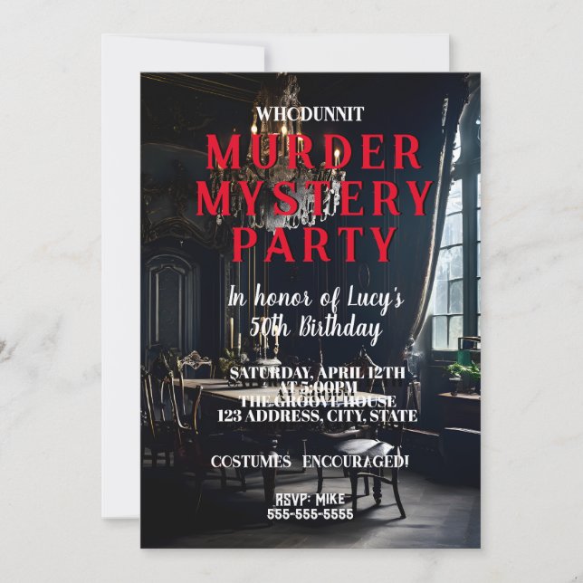 Mordmysterium im Stil der 1950er Jahre - Party Einladung (Vorderseite)