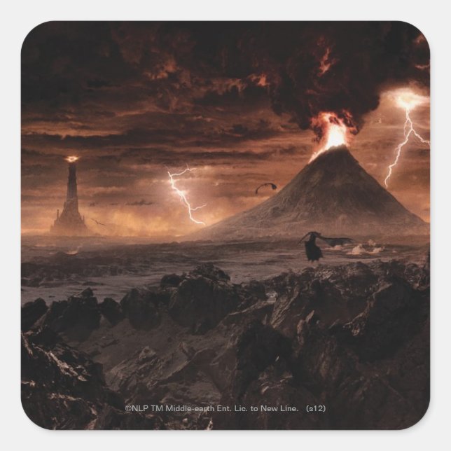 Mordor Lightning Storm Quadratischer Aufkleber (Vorderseite)