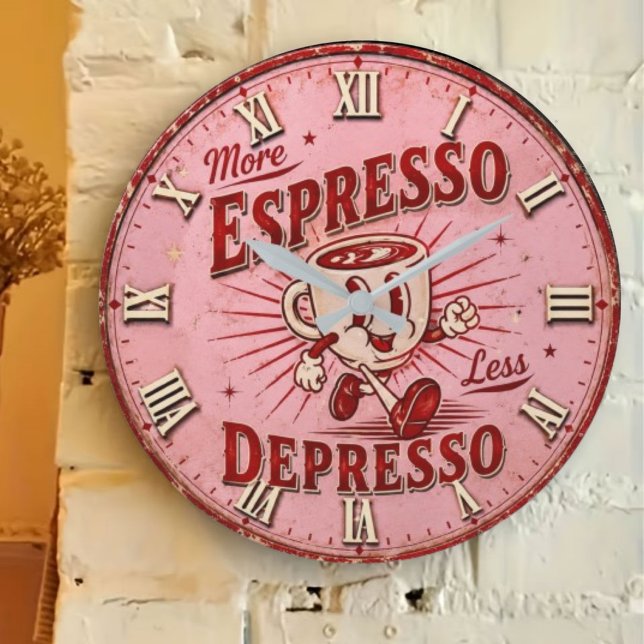 More Espresso Less Depresso Große Wanduhr (Von Creator hochgeladen)