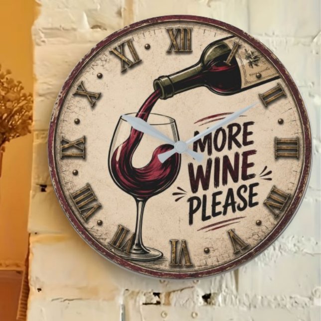 More Wine Please Rustic Home Bar Große Wanduhr (Von Creator hochgeladen)