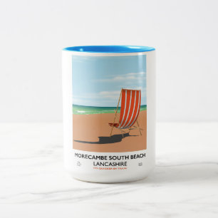 Morecambe South Beach Lancashire-Seebrücke Poster Zweifarbige Tasse