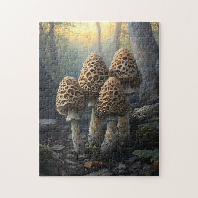 Morel Fungus Mushrooms Illustration (Vertikal)