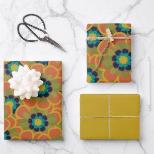 Morelia Blume Retro Floral Muster Geschenkpapier Set