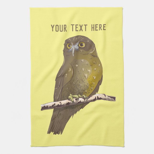 Morepork RURU NZ bird Geschirrtuch (Vertikal)