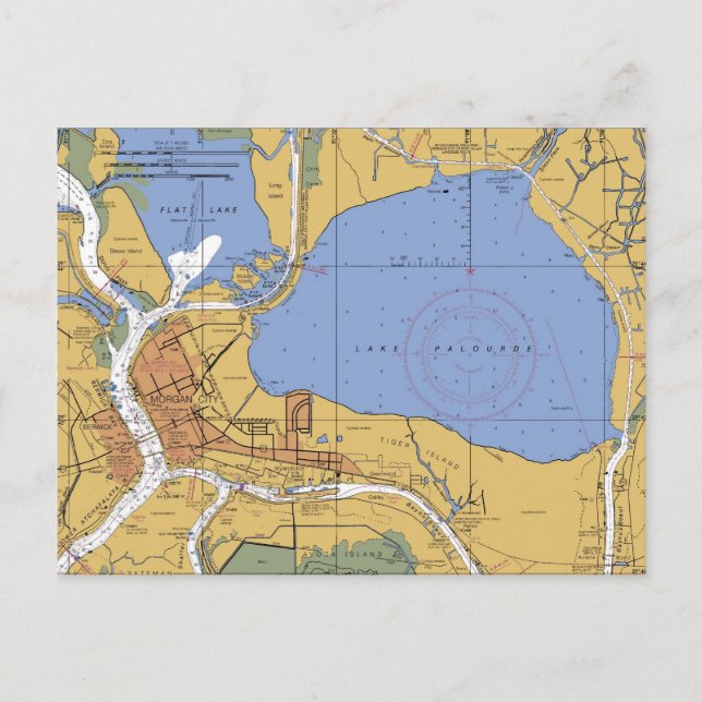 Morgan City, Louisiana Seekarte Postkarte (Vorderseite)