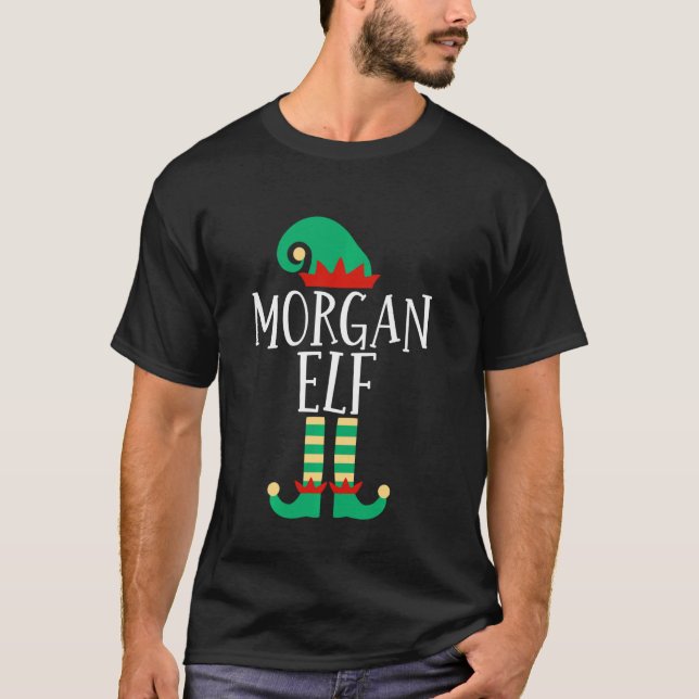 Morgan Elf Funny Familie passt Weihnachts Paj T-Shirt (Vorderseite)
