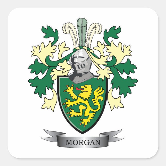 Morgan-Familienwappen-Wappen Quadratischer Aufkleber (Vorderseite)