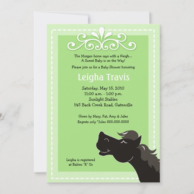 Morgan Horse Neutral 5x7 Baby shower Invitation (Devant)