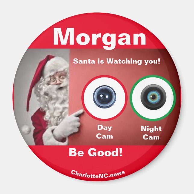 MORGAN Santa beobachtet Magnet (Vorne)