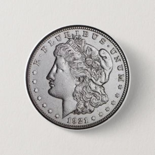Morgan Silver Dollar Button