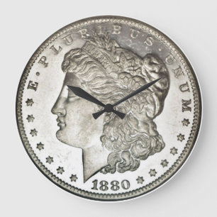Morgan Silver Dollar Clock without Numbers Große Wanduhr