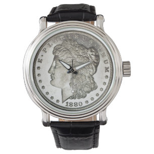 Morgan Silver Dollar Image on Watch Face Armbanduhr