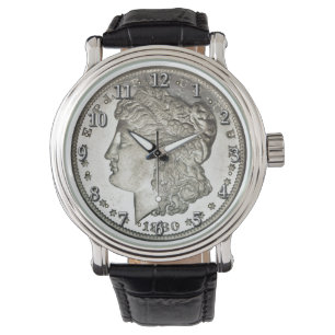 Morgan Silver Dollar Image on Watch mit Zahlen Armbanduhr
